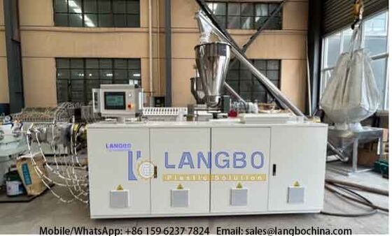 50-200mm PVC-U boru çıkartma hattı 80/156 55kw entegre vites kutusu ve  motoru ile