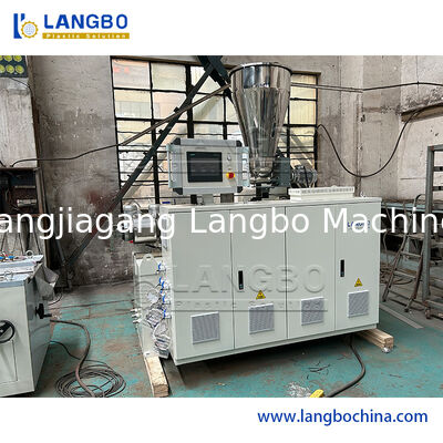 PVC Cable Trunk Extrusion Machine with 55/110 Conical Twin Screw Extruder for 1180mm Profile Size and 22KW Motor Power