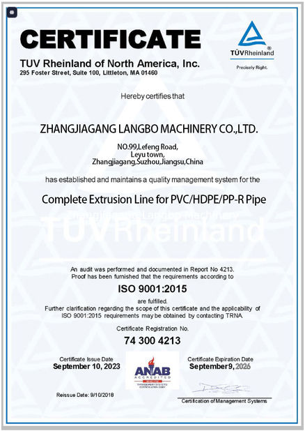 Çin Zhangjiagang Langbo Machinery Co. Ltd. Sertifikalar